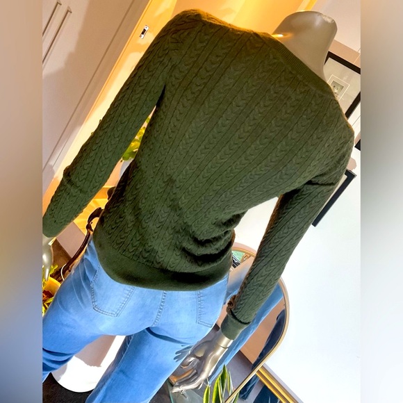 Tommy Hilfiger Classic Cable Knit Sweater in Army Green - Picture 3 of 3